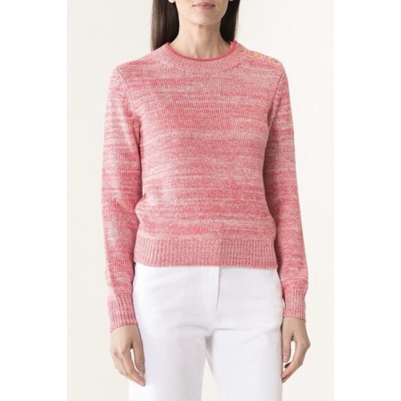 Vanessa Bruno Jaslin Marled Pink Sweater Button Shoulder Baby Alpaca Size S - Picture 2 of 10